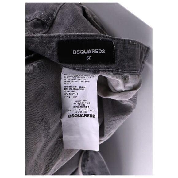 Dsquared2 Distressed Slim-Fit Jeans in Grey Cotton Denim